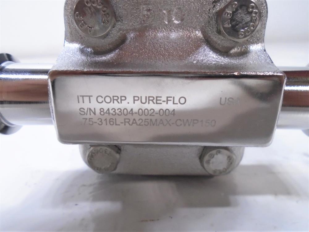 ITT Pure-Flo 3/4" Tri-Clamp Sanitary Diaphragm Valve .75-316L-RA25MAX-CWP150